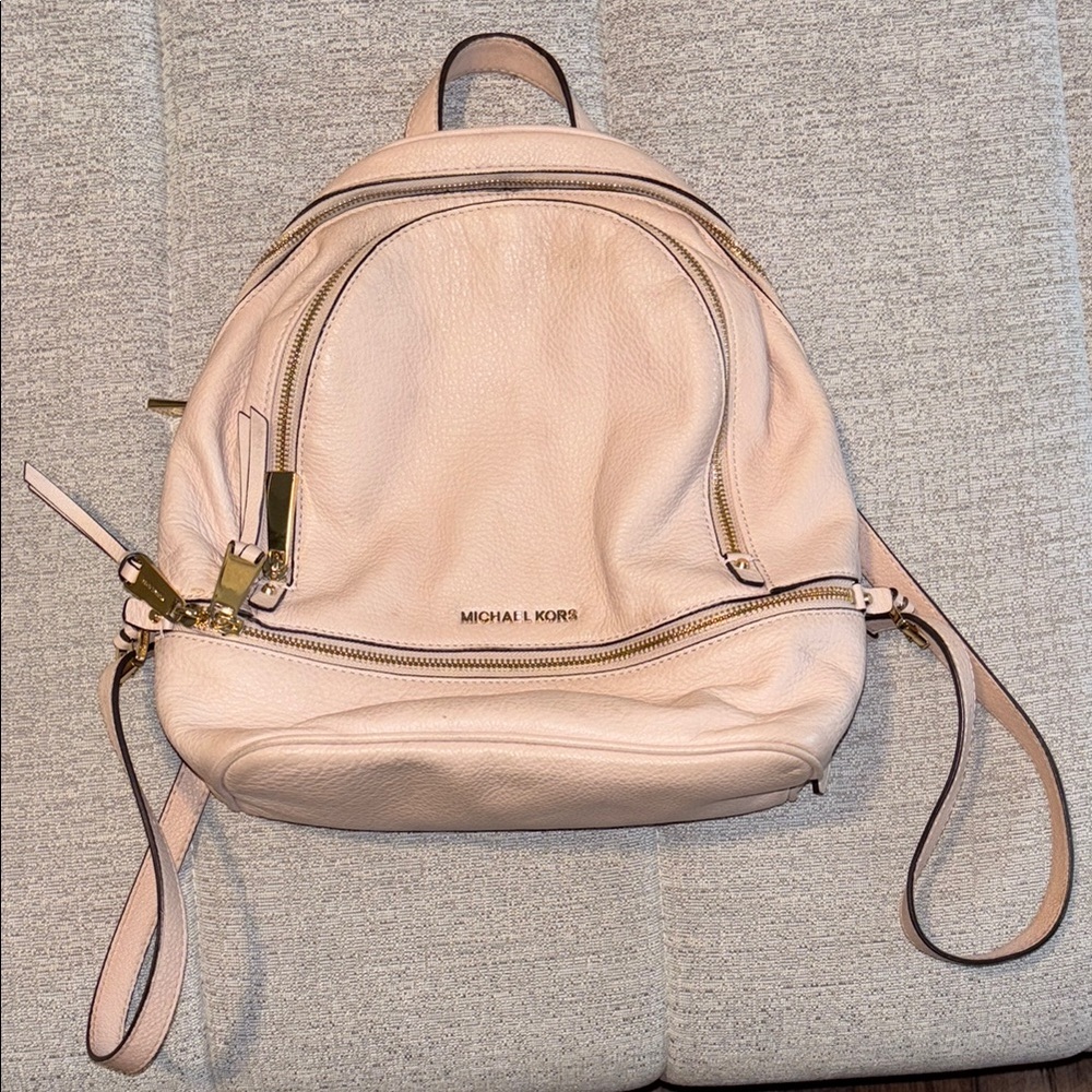 Michael Kors Cream Backpack Compact Design Gold-Tone Hardware